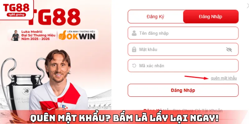 hướng dẫn lấy lại mật khẩu đăng nhập tg88