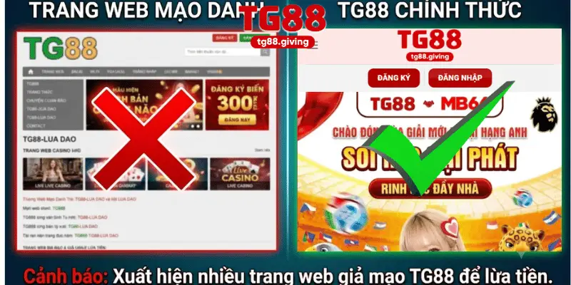 cảnh báo link vào tg88 giả mạo